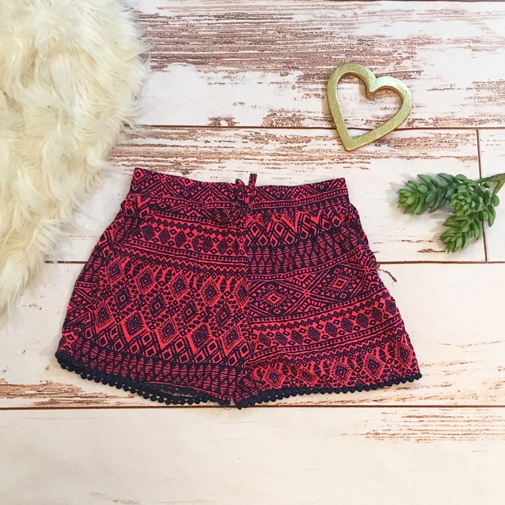 Faded Glory pink & navy tribal print shorts 11/12
